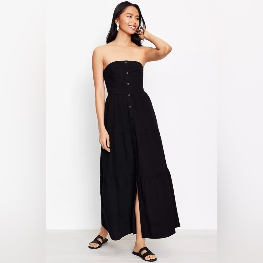 LOFT Beach Button Strapless Maxi Dress size 8